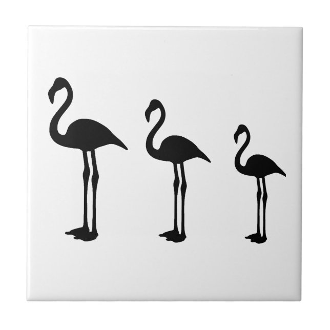 Flamingo Birds Standing Minimalistic  Ceramic Tile (Front)
