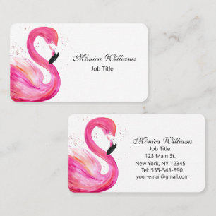 Flamingo Birds Watercolor Pink Tropical Business Card