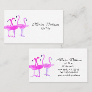 Flamingo Birds Watercolor Pink Tropical Business Card