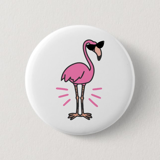 Flamingo birthday, flamingo, flamingo sunglasses 6 cm round badge (Front)