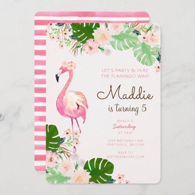 Flamingo Birthday Invitation (Front/Back)