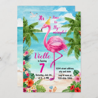 Flamingo Birthday Invitation, Flamingo Birthday  Invitation