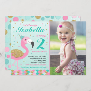 Flamingo Birthday Invitation Topical Pool Party