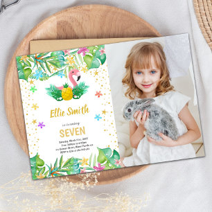 Flamingo Birthday Invitations with photo