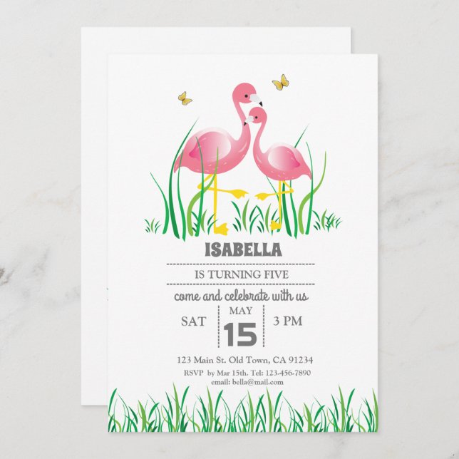 Flamingo Birthday Invite (Front/Back)