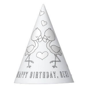 Flamingo Birthday Party -Colour Your Own Party Hat