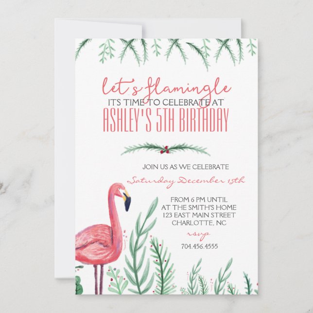 Flamingo BIRTHDAY Party Invitation (Front)