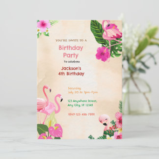 Flamingo Birthday Party Invitation