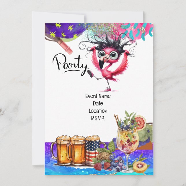 Flamingo Birthday Party  Invitation (Front)