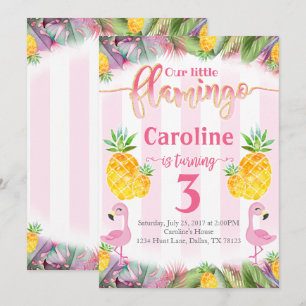 Flamingo Birthday Party Invitation Pineapple