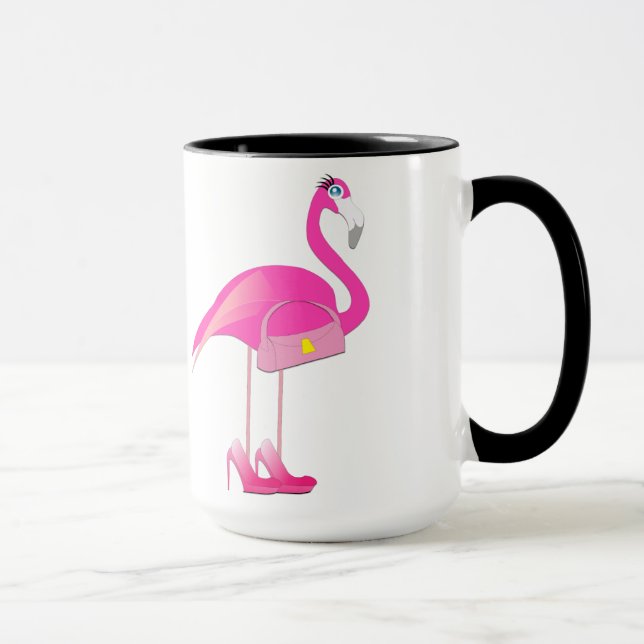 Flamingo Black 15 oz Ringer Mug (Right)