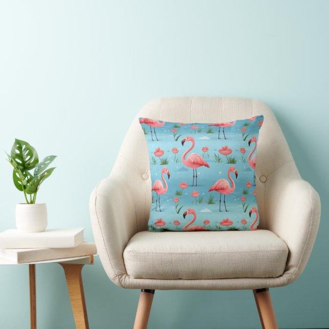 Flamingo Blue Water Pattern Cushion (Chair)