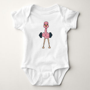 Flamingo Bodybuilder Dumbbell Baby Bodysuit