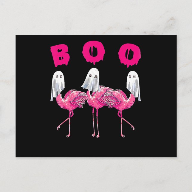 Flamingo | Boo Flamingo Halloween Flamingo Ghost Holiday Postcard (Front)