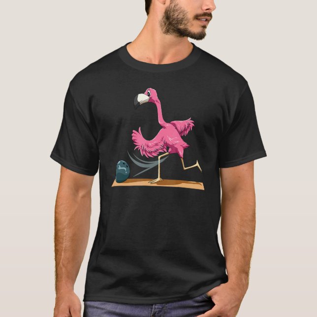 Flamingo Bowling Flamingo Playing Bowling Flamingo T-Shirt (Front)