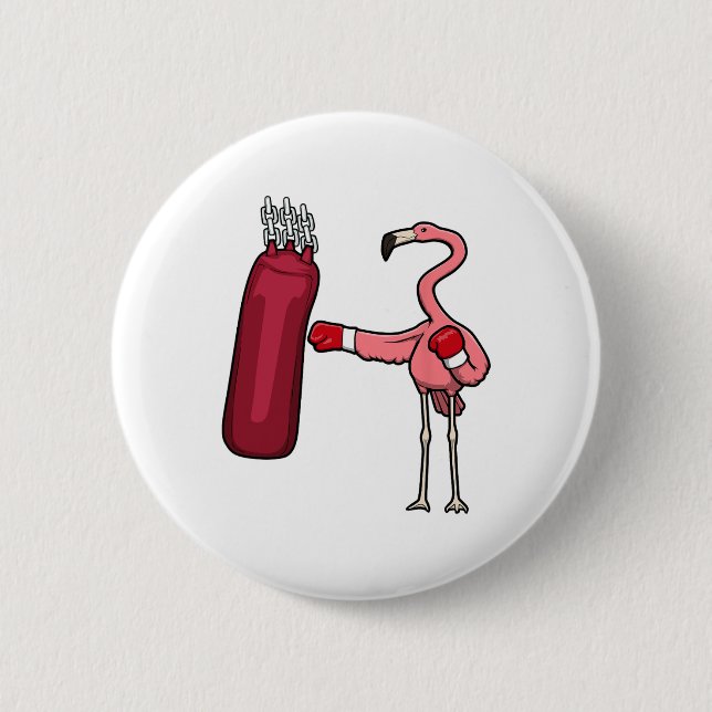 Flamingo Boxing Self Defence Hob  6 Cm Round Badge (Front)