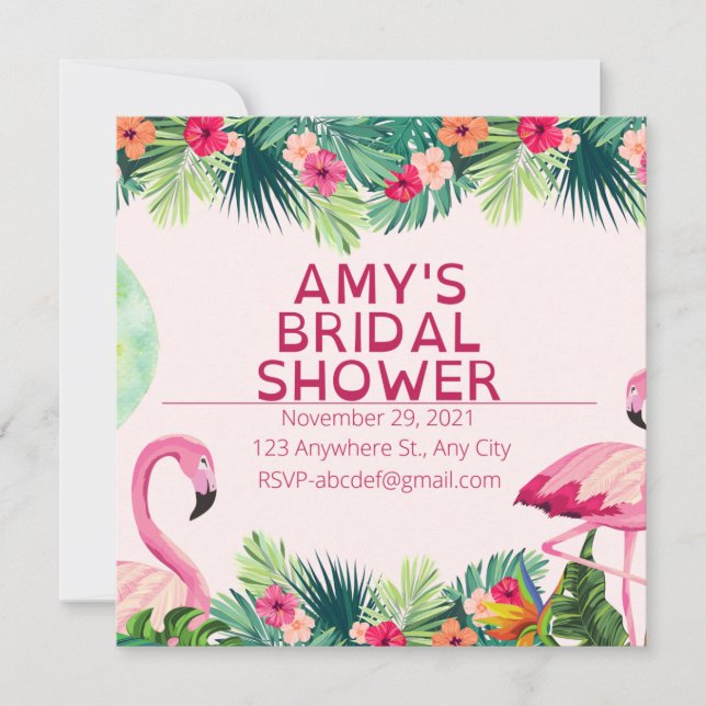 Flamingo Bridal Shower Invitation (Front)