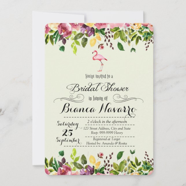 Flamingo Bridal Shower Invitation (Front)