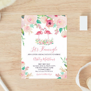 Flamingo Bridal Shower Invitation Pink