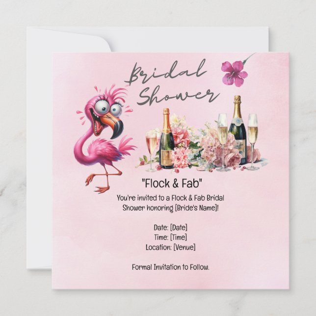 Flamingo Bridal Shower  Save The Date (Front)