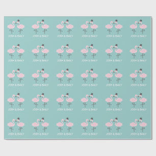 Flamingo Bride and Groom Personalised Gift Wrap