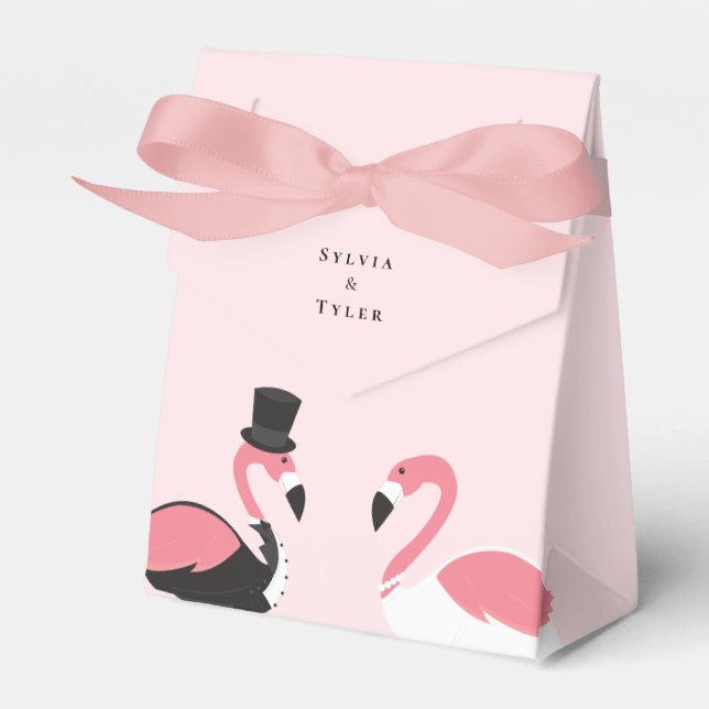 Flamingo Bride Groom Wedding  Favour Box (Front Side)