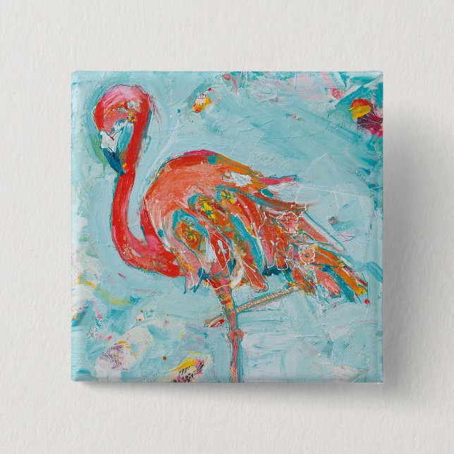 Flamingo Bright 15 Cm Square Badge (Front)