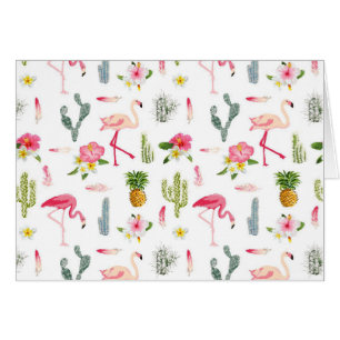 Flamingo Cactus Pineapple Hibiscus Pattern