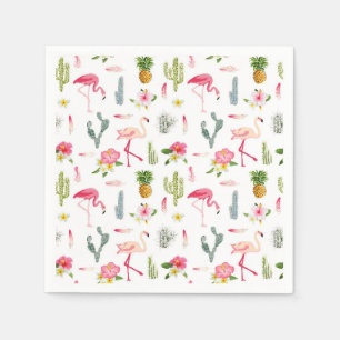 Flamingo Cactus Pineapple Hibiscus Pattern Napkin