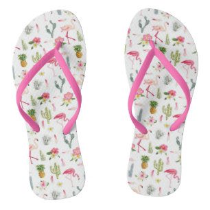 Flamingo Cactus Pineapple Hibiscus Pattern Thongs