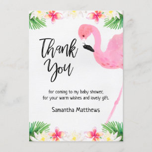 Flamingo Calligraphy Baby Shower Thank You Card