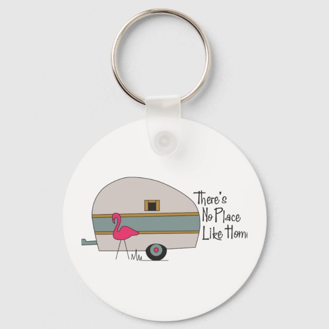 Flamingo Camper Key Ring (Front)