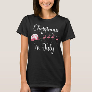 Flamingo Camping Christmas in July RV Bus T-Shirt