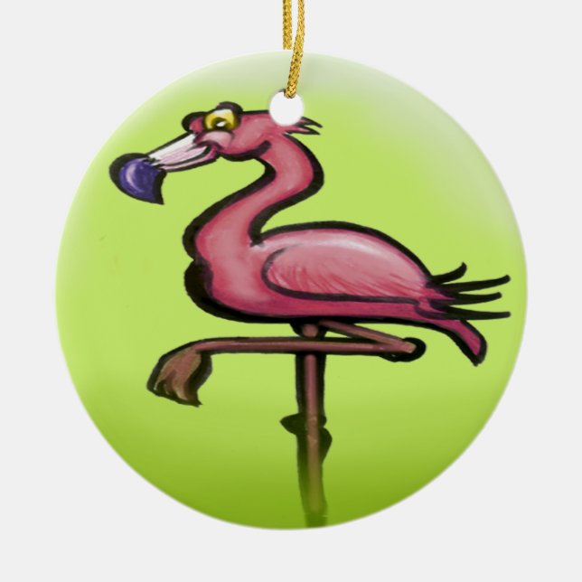 Flamingo Ceramic Ornament (Front)