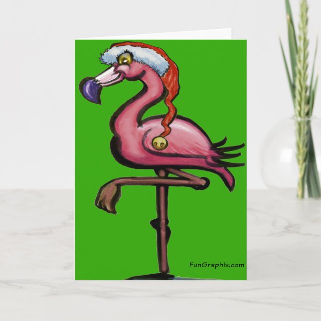 Flamingo Christmas Card (Front)