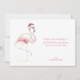 FLAMINGO CHRISTMAS CARD Pink Florida Holiday Card 