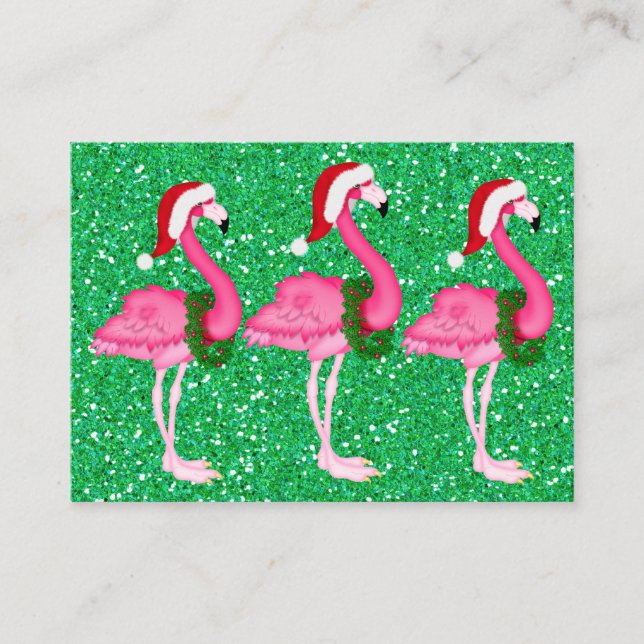 Flamingo Christmas Enclosure Card / Tag (Front)