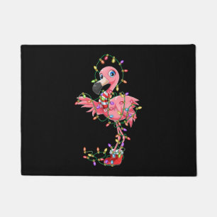 Flamingo Christmas Gift Xmas Lights Pink Cute Flam Doormat