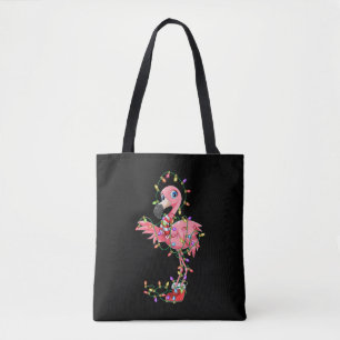 Flamingo Christmas Gift Xmas Lights Pink Cute Flam Tote Bag