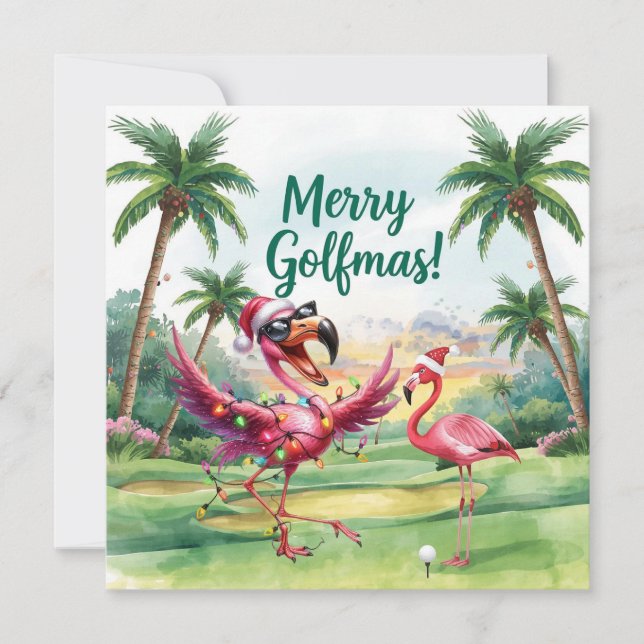 Flamingo Christmas Golfer in the golf course  (Front)