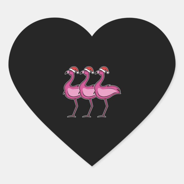 Flamingo Christmas Heart Sticker (Front)