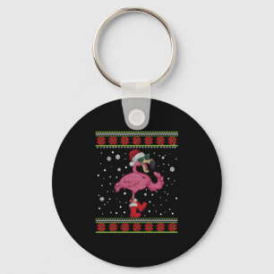 Flamingo Christmas I Want A Flamingo For Christmas Key Ring
