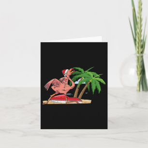Flamingo Christmas In July Cool Tropical Bird Beac Card