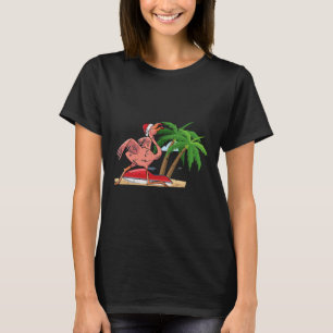 Flamingo Christmas In July Cool Tropical Bird Beac T-Shirt