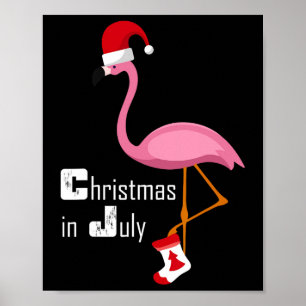 Flamingo Christmas In July Funny Party X-mas Party Poster