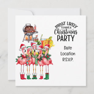 Flamingo Christmas in July Party Invitation