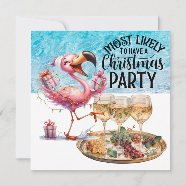 Flamingo Christmas in July Party Invitation (Front)