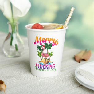 Flamingo Christmas In July   Tropical Flamingo Paper Cups