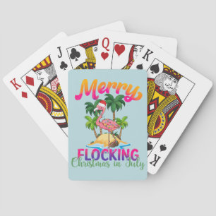 Flamingo Christmas In July   Tropical Flamingo Playing Cards