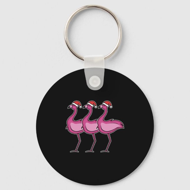 Flamingo Christmas Key Ring (Front)